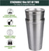 Pint Glasses Set of 2 Stainless Steel , Double Wall 16 oz Stainless Steel Tumbler, Stainless Steel Cups for Beer,Cocktails, Coffee, Tea,Smoothies,Gift for Kids and Adults
