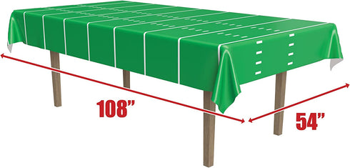 Beistle 3Piece Game Day Football Tablecovers, 54" x 108", , Green/White