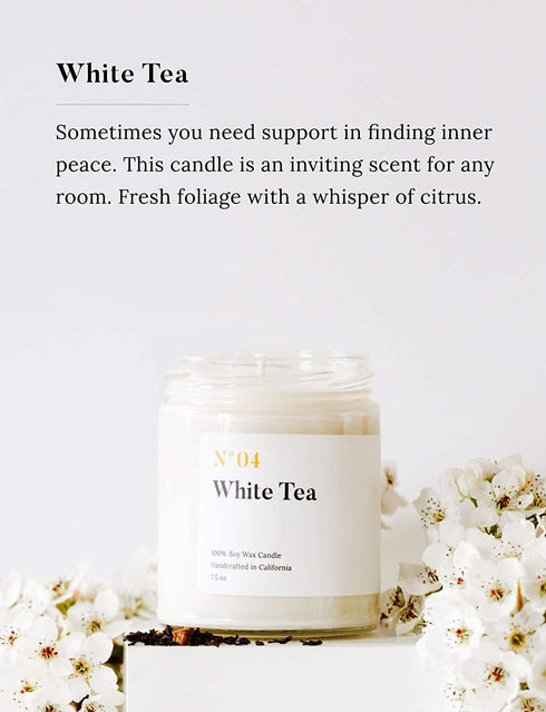 Mia's Co White Tea Scented Candle, Handmade with Natural Soy Wax and Cotton Wicks, 7.5 oz Minimalist Candle for Home, Long Lasting Burning for Stress Relief, Candle Gift for Women