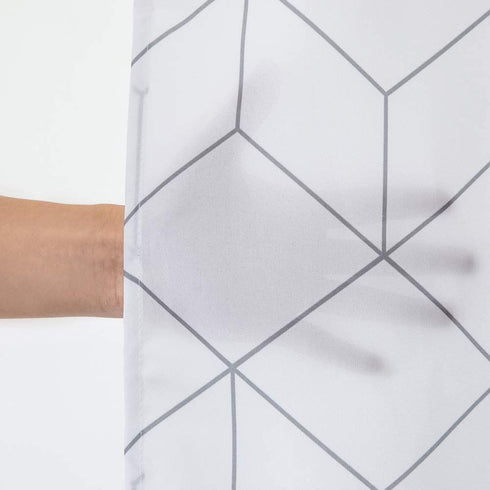 Aimjerry Cube Fabric Shower Curtain for Bathroom, White Waterproof 72-inch