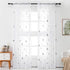 White Sheer Curtains for Bedroom - Silver Star Print Curtains 96 Inches Length Rod Pocket Sheer Panels Star Window Curtains for Living Room, 52 x 96 Inch, 2 Panels, Silver White, by FINECITY