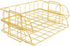 Superbpag 2 Packs Stackable Horizontal Metal File Letter Trays Organizer for Desk,Gold
