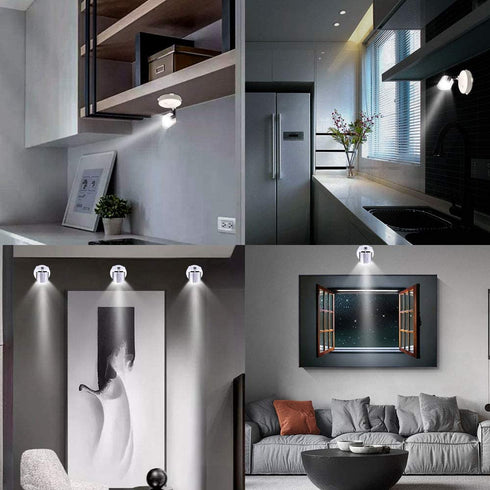 LED Spotlight Battery Operated Accent Lights LED Closet Lights Rotatable Light Head Stick on Anywhere for Kitchen Cabinet, Picture, Bathroom 4000k Light, 80Lumens(2Pack)