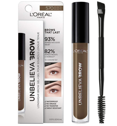 L'Oreal Paris Unbelieva-Brow Tinted Waterproof Brow Gel, Brunette