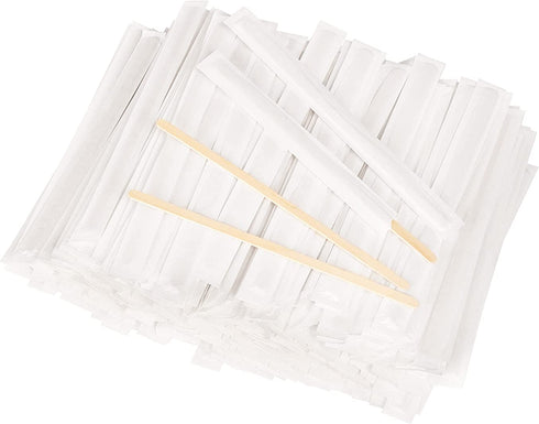 500 Pcs 7.5 Inch Paper Wrapped Coffee Stirrers, Individually Wrapped Coffee Stirrers, Wrapped Stir Sticks Disposable Wood Coffee Sticks for Coffee, Tea Gifts