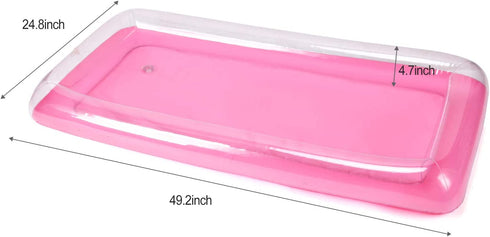Inflatable Ice Serving Bar Coolers for Parties, Made Of Grey Material, Food Drink Salad Buffet Tray with Mesh Food Cover for Indoor and Outdoor Party Pool Picnic Luau By FEEBRIA (Pink)