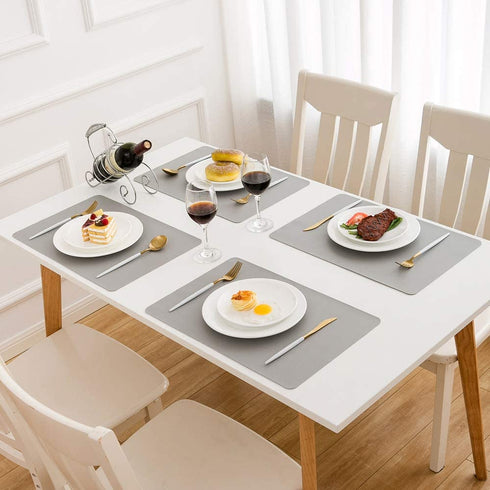 DOLOPL Placemats Grey Placemat Leather Table Mats Set of 6 Heat Resistant Easy to Clean Wipeable Waterproof Washable Modern Outdoor Placemats for Kitchen Dining Patio Table Spring Easter Decor €¦