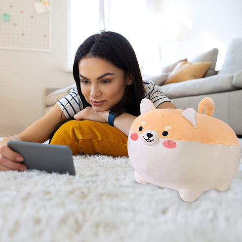 DITUCU Shiba Inu Stuffed Animal Toy -Cute Corgi & Akita Dog Plush Pillow, Plush Toy Best Gifts for Girl and Boy, Can Be Used for Bed and Sofa Chair(Shiba Inu, Brown Round Body, 11.8in)