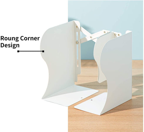 Deli Adjustable Bookend, Desk Magazine File Organizer Holder, Metal Book Ends for Heavy Books, Shelf, Office, Extends up to 19 inches, White