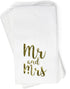 100 Mr and Mrs Guest Napkins Disposable Paper Pack 3 Ply Elegant Dinner Hand Napkin with Metallic Gold Foil For Bathroom Bedroom Wedding Reception Anniversary Birthday Baby Shower Decorative Towels
