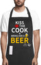 Funny Chef Aprons for Men with Pockets, Kiss the Cook Kitchen BBQ Cooking Dad Apron, Grill Gifts for Birthday Christmas Thanksgiving Fathers Day