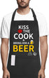 Funny Chef Aprons for Men with Pockets, Kiss the Cook Kitchen BBQ Cooking Dad Apron, Grill Gifts for Birthday Christmas Thanksgiving Fathers Day