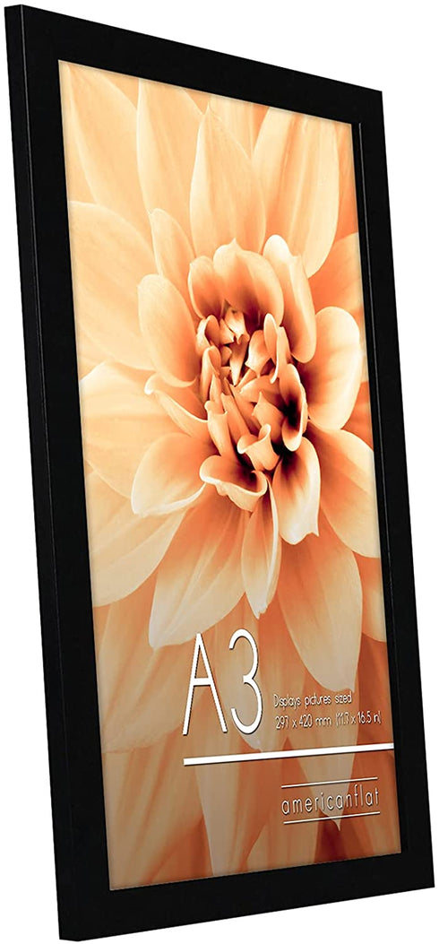 Americanflat A3 Picture Frame in Black - Composite Wood with Shatter Resistant Glass - Horizontal and Vertical Formats for Wall - 11.7 x 16.5 in
