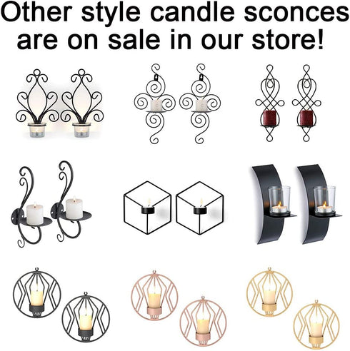 Candle Sconces Wall Decor Black Candle Holder for Pillar - Rustic Decorative Metal Candles Set of 2 for Living Room, Farmhouse, Fireplace, Wedding