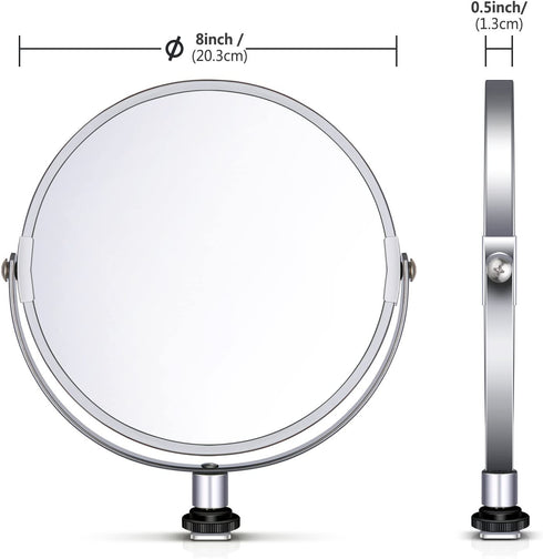 Neewer 8 inches/20 Centimeters Glass Double-Sided Selfie Magnified Circular Makeup Mirror with Adapter for 18 inches Ring Light, Selfie, Portrait, Makeup