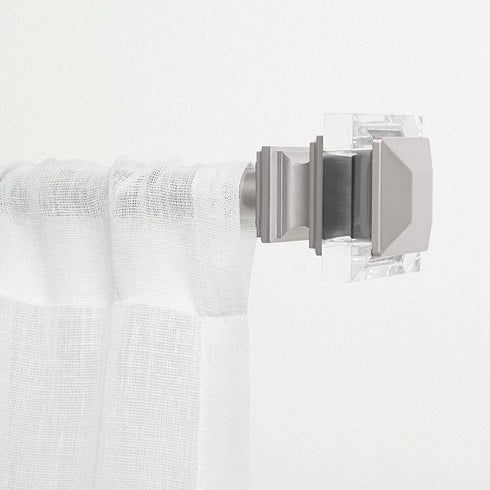 Exclusive Home Curtains Prism 1" Curtain Rod and Coordinating Finial Set, 66"-120", Matte Silver