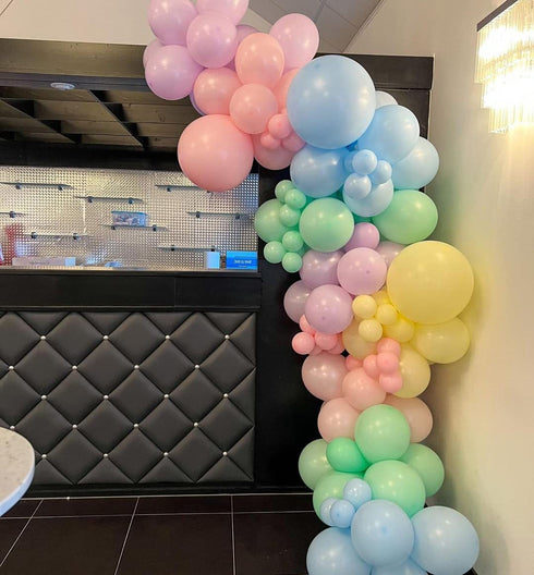 Beaumode DIY Pastel Balloon Garland Kit 104pcs Pastel Balloons for Kids Themed Birthday Backdrop Unicorn Butterfly Garden Cake Smash Photo Shoot Party Decoration Supplies
