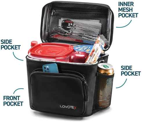 Insulated Lunch Bag For Men And Women Large Insulated Mens Lunch Box For Men With 2 Reusable Cooler Bag Ice Packs, Adult Lunch Box Lunch Tote Mens Lunchbox For Work Lunch Cooler Fits 12 Cans
