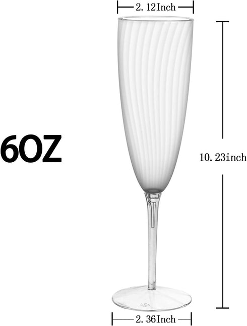 HyHousing 6 Oz Clear Plastic Champagne Glasses 16 Pack, Hard Disposable Plastic Champagne Flute Ideal for Home Daily Life Party Wedding Toasting Drinking Champagne (CF1-16)