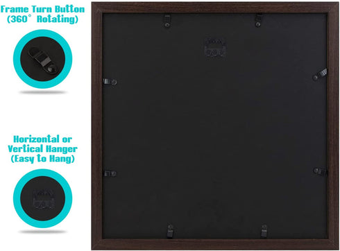Frametory, 12x12 Picture Frame - Made to Display Pictures 8x8 Photo with Ivory Color Mat - Wide Molding - Built in Hanging Features - Preinstalled Wall Mounting Hardware (12x12, Walnut)