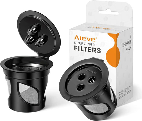 AIEVE Reusable Coffee Pods Compatible with Ninja Dual Brew Coffee Maker, 2 Pack Reusable K Pod Permanent K Cups Filters Coffee Accessories Compatible with Ninja CFP201 CFP301 CFP400 Dual Brew Pro