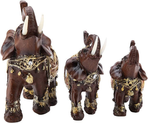 Lucky Wealth Elephant Statue Sculpture Feng Shui Wood Grain Figurine Home Desktop Decoration Gift(L)