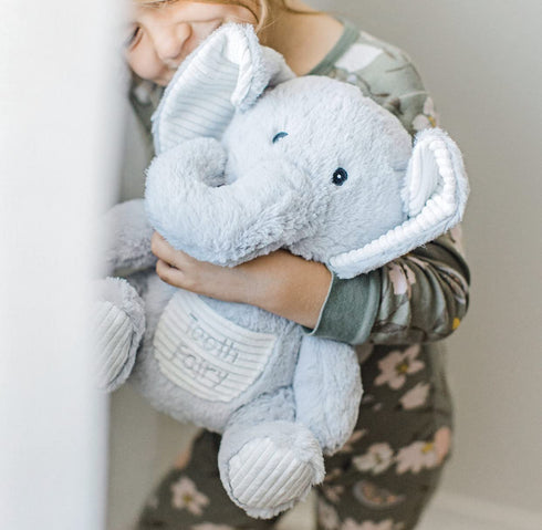 Elephant Tooth Fairy | Pillow for Girls | 10" Tooth Fairy Pillow Boy | Tooth Fairy Kit w/ Door Hanger & E-BOOK | Tooth Fairy Gifts for Girls | Tooth Holder for Tooth Fairy for Boys | Tooth Fairy Pouch
