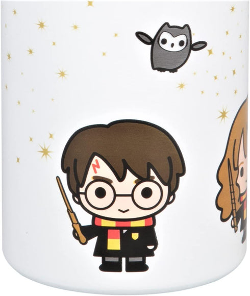 Harry Potter Stainless Steel Water Bottle - White with Harry, Ron and Hermione Chibi Character Design - Double Wall Insulated - 550ml
