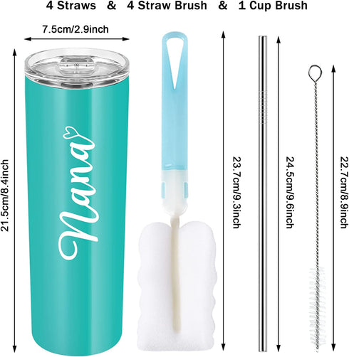 Grandma Gifts, Nana Stainless Steel Insulated Skinny Tumbler with Lid, Christmas Birthday Mother™s Day Gifts for New Grandma Nana Grandmother Gigi Granny Mom Women from Grandchildren(20oz, Mint)