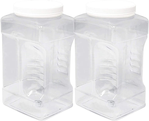 ljdeals 1 Gallon Clear Plastic Storage Containers Grip Jars, Wide Mouth Square Canisters, Pack of 2, BPA Free, Food Safe, Made in USA