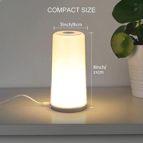 A.T.Lums Table Lamp - Touch Sensor Bedside Lamp, 3-Level Dimmable Warm White Lamp and RGB Color Changing Nightstand Light for Bedroom, Living Room, Office, Baby Kids Room