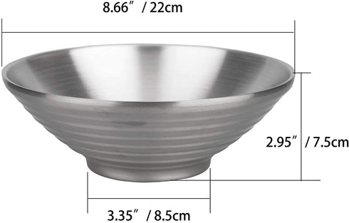 IMEEA 8.66Inch Ramen Bowls Insulated Bowls SUS304 Stainless Steel Pho Bowls Double Walled Serving Bowls for Udon Soup (2-Piece)