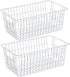 SANNO Farmhouse Wire Storage Baskets freezer Storage bins and Baskets Bins Large Organizer Bins Basket for Kitchen Cabinets, Pantry, Bathroom, Laundry Room,Kitchen, Closets, Garage-white