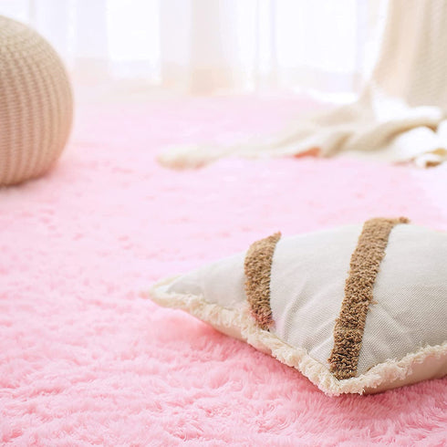 HQAYW Modern Fluffy Area Rug, Shaggy Rugs for Bedroom Living Room Ultra Soft Shag Fur Carpets for Kids Girls Nursery Plush Fuzzy Rug Cute Home Decor Rug, 3' x 5', Pink