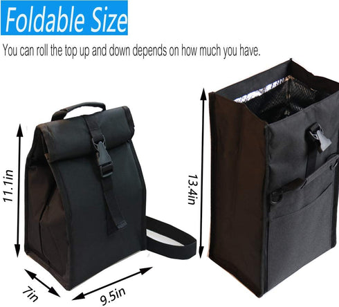 Insulated Lunch Bag Thermal Foldable Lunch Box with Adjustable Shoulder Strap for Men, Adults, Women Office, Work, Picnic Hiking Beach