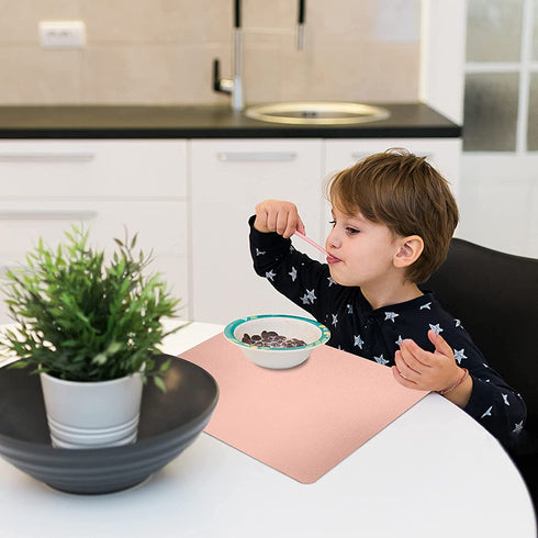 Herda Placemats for Dining Table, Non-Slip , Leather Placemats for Home Kitchen , Waterproof Heat Resistant Insulation Protector Table Mats Set of 4, Easy to Clean Light Pink Placemats