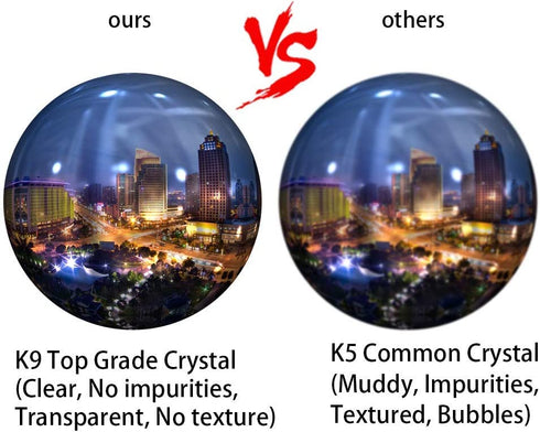 MerryNine K9 Crystal Ball, Photograph Crystal Ball with Stand and Pouch, K9 Crystal Sunshine Catchers Ball with Microfiber Pouch, Decorative and Photography Accessory (80mm/3.15" Set, K9 Clear)