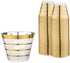 Perfect Settings 110 Premium Gold Rimmed (4 Ring) Clear Plastic Disposable Party Cups 9 Ounce Holiday Gathering or Wedding Party Elegant Disposable Cups