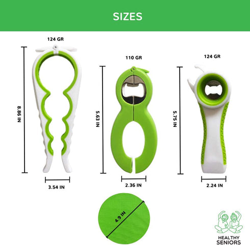 Healthy Seniors Jar Opener Set - The Jar Opener For Seniors With Arthritis, Weak Or Rheumatoid Hands