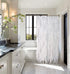 Reisen White Ruffle Shower Curtain Fabric / Cloth Farmhouse Bathroom Sheer Shower Curtain, 72in Long