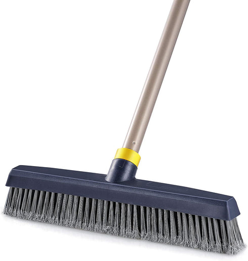 Yocada Push Broom Brush Stiff Bristles Broom Head Telescopic Heavy-Duty Outdoor Commercial for Cleaning Bathroom Kitchen Patio Garage Deck Concrete Wood Stone Tile Floor