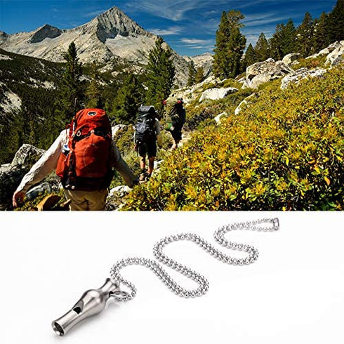 TI-EDC Emergency Safety Whistle Keychain Necklace Titanium Survival Rape Loud Whistle for Security Outdoor Hiking Camping Boating Hunting Fishing Men Women
