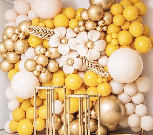 Blush Yellow Balloon Garland Kit Ivory Lemon Yellow Pastel Latex Gold Balloon Party For Baby Shower Gruaduation Wendding Decoration