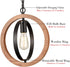 Farmhouse Pendant Light Wood and Black Light Fixture Vintage 1-Light Adjustable Chain Pendant Light
