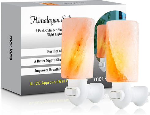 Mockins 2 Pack Authentic Himalayan Salt Lamp Night Light Plug in | 5" Himalayan Salt Rock Night Light | The Himalayan Salt Night Light is Hand Carved, UL Listed Himalayan Salt Plug in Includes Bulbs