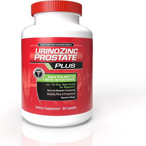 Urinozinc Plus - Prostate Supplement with Beta Sitosterol & Saw Palmetto – Reduce Frequent Urination Concerns & Support Your Prostate Health, 60 Caplets
