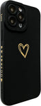 Qokey for iPhone 13 Pro Max Case(2021 6.7"), Side&Back Cute Plated Love Heart with Anti-Fall Lens Cameras Cover Protection Soft TPU Shockproof Anti-Fingerprint Phone Cases for Women Girls Men,Black