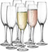 KooK Premium Clear Glass Champagne Flutes, Thin Stem, 7 ounce, Classic Champagne Glasses Pack of 8