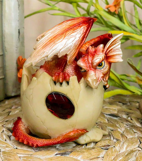 Ebros January Birthstone Dragon Egg Statue Red Gem Garnet Birthday Dragon Hatchling Figurine Fantasy Collector