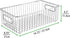 mDesign Metal Farmhouse Kitchen Pantry Food Storage Organizer Basket Bin - Wire Grid Design - for Cabinets, Cupboards, Shelves, Countertops - Holds Potatoes, Onions, Fruit - Large, 2 Pack - Chrome